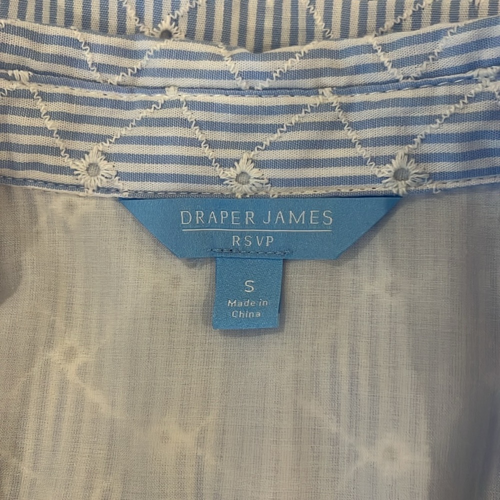 NWT Draper James RSVP puff sleeve blue eyelet shirt dress sz Small - Picture 10 of 15